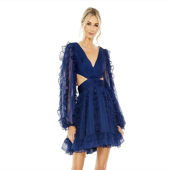 Mac Duggal Sleeved Mini Dress 68418